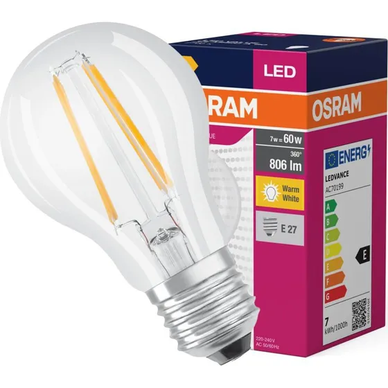 OSRAM LED Filament E27 A60 7W 2700K