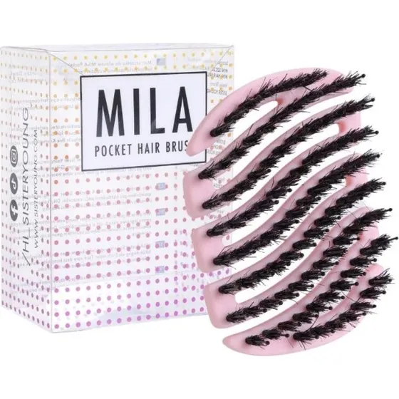 Sister Young Mila Pocket Pink BV - Mini szczotka z włosiem dzika