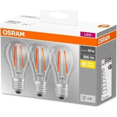 OSRAM Żarówka LED E27 6,5W 806lm Ciepła 360° 3 szt.