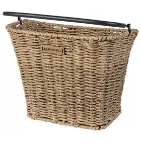 Basil Bremen Rattan Look KF brązowy - kosz rowerowy z płytką KlickFix