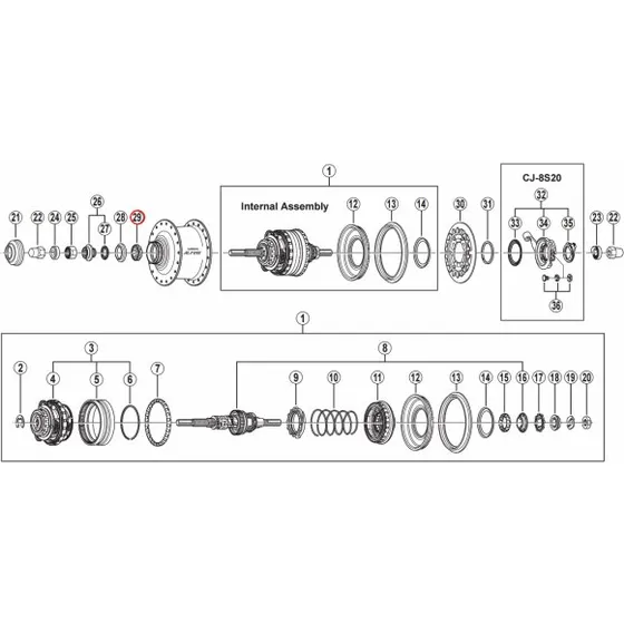 Shimano Wianek z kulkami 7/32" x 9 do SG-S501 Y36U98030