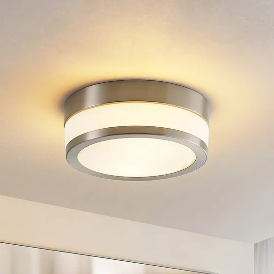 Lampa sufitowa Lindby Flavi Opal/Nikiel, Ø 23 cm, IP44