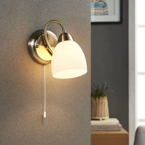 Lindby Mael Lampa Ścienna White/Antique Brass