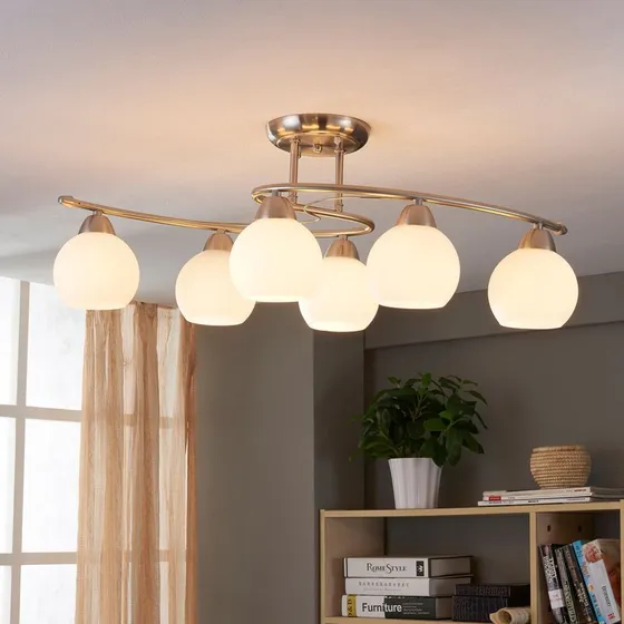 Lampa sufitowa Lindby Svean 6 White/Nickel - 75 cm