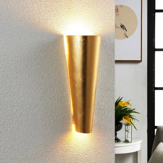 Lindby Conan Lampa Ścienna Gold - Nowoczesny Kinkiet Metalowy