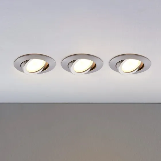 Lindby Andrej LED Reflektor Wpuszczany Okrągły 3 szt. Alu