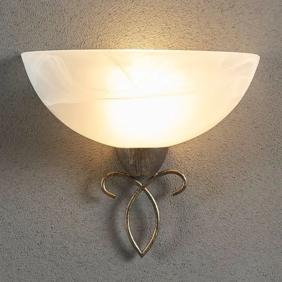 Lindby Mohija Lampa Ścienna Alabaster White/Antique Gold
