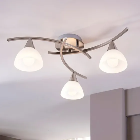 Lindby Della Lampa Sufitowa Nikiel, 3-punktowa, Ø 58 cm