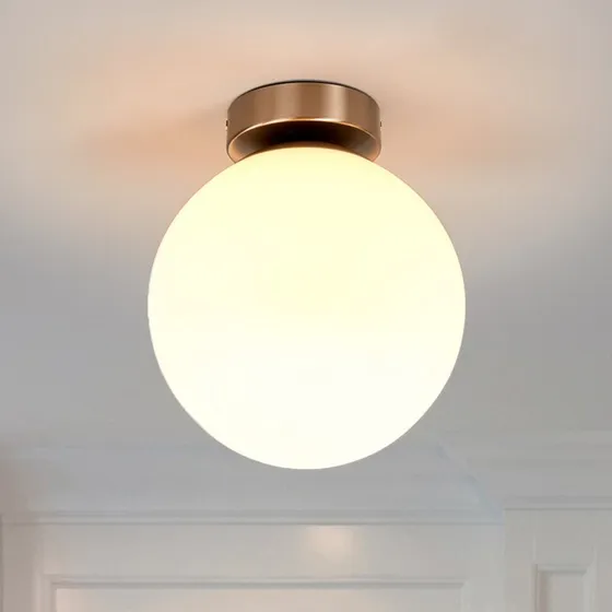 Lindby Lennie Lampa Sufitowa Biała - Szkło, Ø 20 cm, IP44