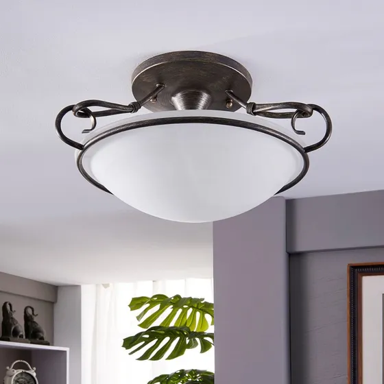 Lampa sufitowa Lindby Rando White/Antique - Szkło Alabastrowe
