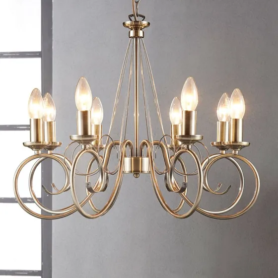Lindby Marnia 8 Żyrandol Antique Brass, Ø 53 cm, E14