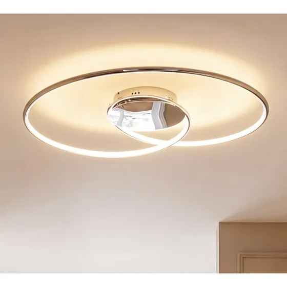 Lampa sufitowa LED Lindby Joline, Ø 74 cm, chrom/biały
