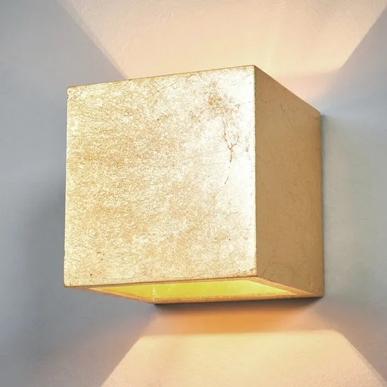 Lindby Yade Lampa Ścienna Gold - Złoty Kinkiet Gipsowy