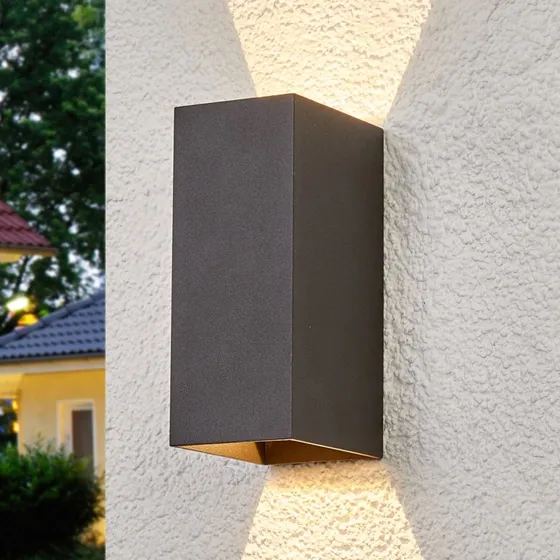 Lucande Mikka Kinkiet Zewnętrzny LED IP54 Antracyt 17 cm