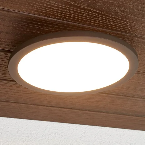 Lucande Lampa sufitowa LED Malena z czujnikiem ruchu, IP65, antracyt