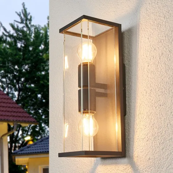 Lucande Annalea Kinkiet Zewnętrzny Up/Down Dark Grey IP54