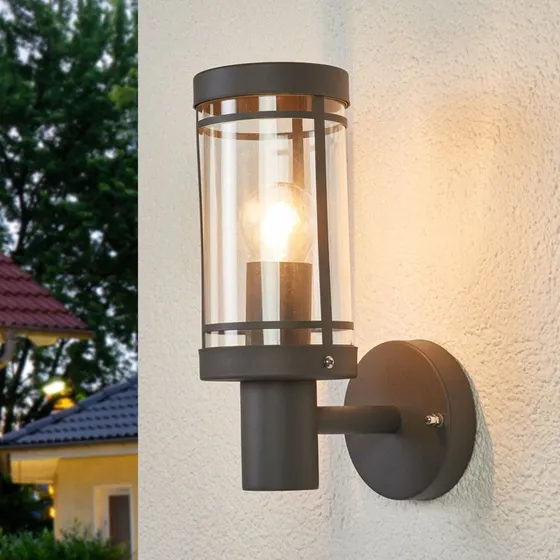 Lindby Djori Zewnętrzna Lampa Ścienna Dark Grey, 28 cm