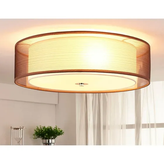 Lindby Tobia Lampa Sufitowa Brown/White/Chrome Ø 50 cm