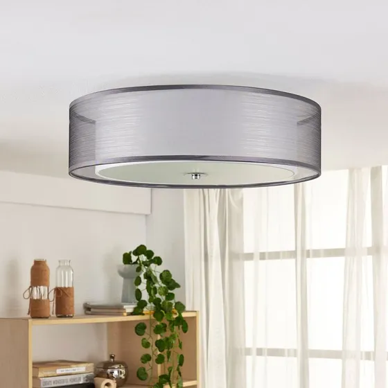 Lindby Tobia Lampa Sufitowa Grey/White/Chrome, Ø 50 cm