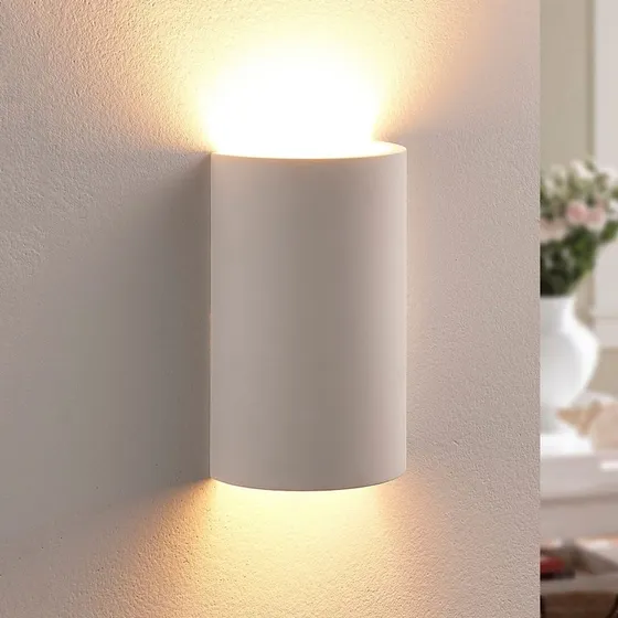 Lindby Colja Lampa Ścienna Biała Gipsowa Okrągła