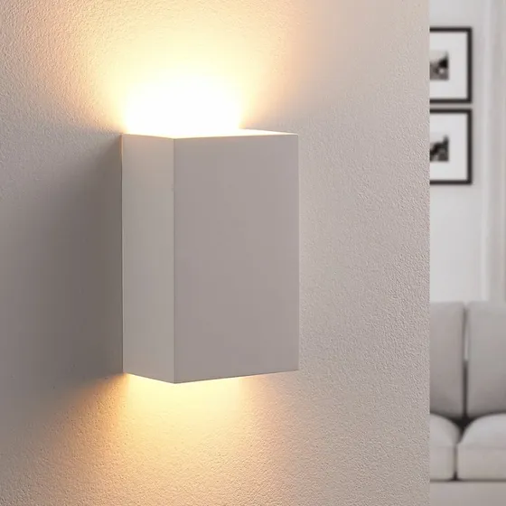 Lindby Colja Lampa Ścienna Biała - Nowoczesny Kinkiet z Gipsu