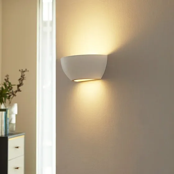 Lindby Jimmy Lampa Ścienna White - Gipsowa, Nowoczesna