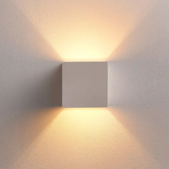 Lindby Kay Lampa Ścienna White - Biały Gips 11,5 x 11,5 cm