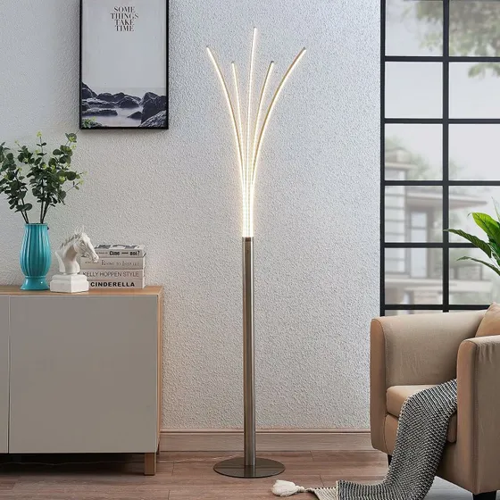 Lindby Boba Lampa Podłogowa LED Nickel