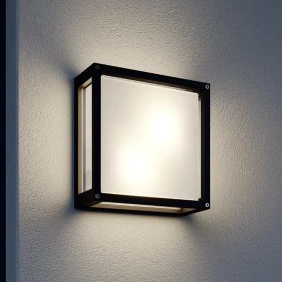 Lucande Aurelien Square Lampa Ścienna IP54 Antracyt 25x25cm