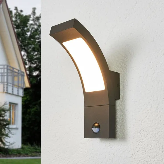 Lucande Juvia LED Kinkiet Zewnętrzny z Czujnikiem Ruchu, Grafitowy