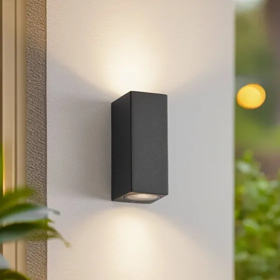 Lucande Xava Lampa Ścienna Up/Down Antracyt IP65