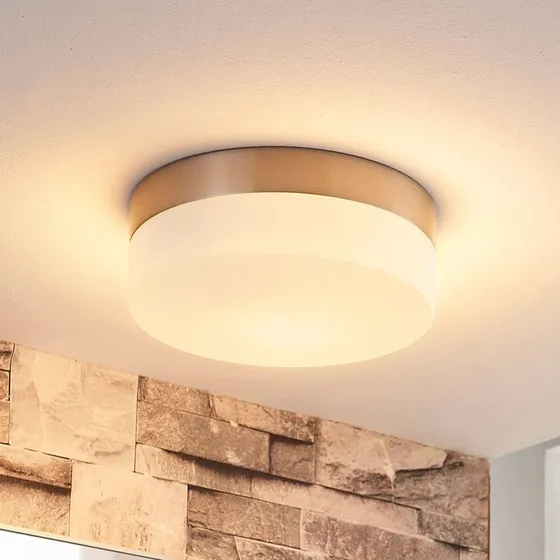 Lindby Amilia Lampa Sufitowa Ø18 Opal/Nikiel IP44