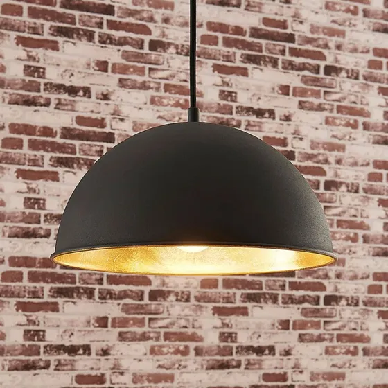 Lampa wisząca Lindby Leya czarny/złoty, metal, Ø 30 cm, E27