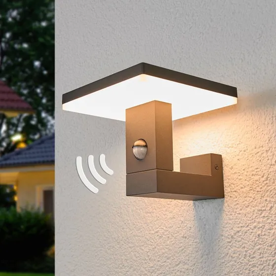 Lucande Olesia Kinkiet Zewnętrzny LED z Czujnikiem Ruchu, Dark Grey