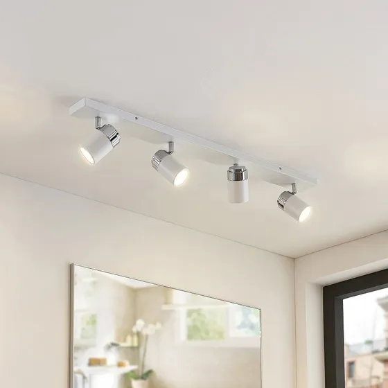 Lampa sufitowa Lindby Kardo White/Chrome - 4-punktowa, IP44