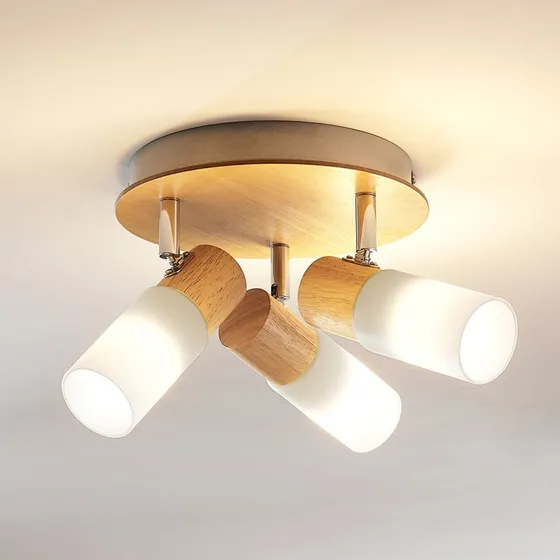 Lindby Christoph 3 Lampa Sufitowa Wood/White, 20 cm