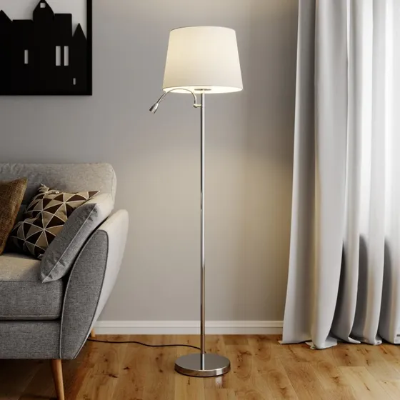 Lampa podłogowa Lindby Benjiro White/Chrome - 150 cm