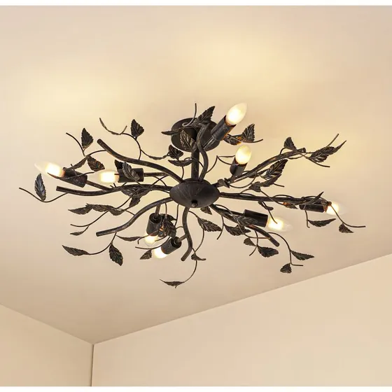 Lindby Yos Lampa sufitowa 85 cm, czarno-złota, 8-punktowa