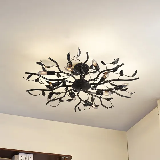 Lampa sufitowa Lindby Yos, 95 cm, czarno-złota, 10x E14