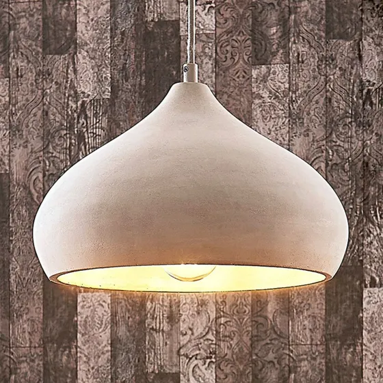 Lindby Morton Lampa wisząca betonowa, szary, Ø 29 cm, E27