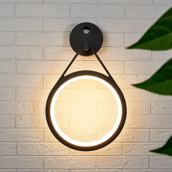 Lucande Mirco Kinkiet zewnętrzny LED z czujnikiem ruchu, Graphite/White