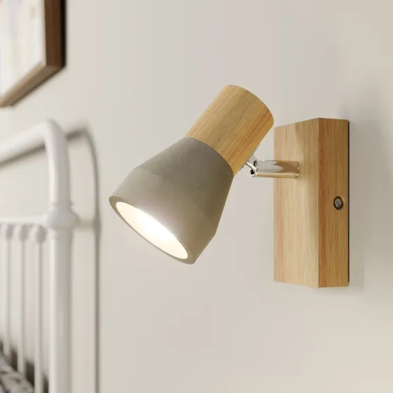 Lampa ścienna Lindby Filiz Wood/Concrete - drewno i beton