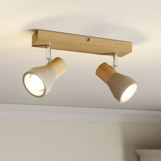 Lindby Filiz Lampa Sufitowa 2-punktowa Beton i Drewno