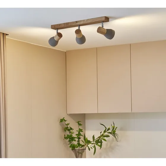 Lindby Filiz Lampa Sufitowa 3-punktowa Beton i Drewno