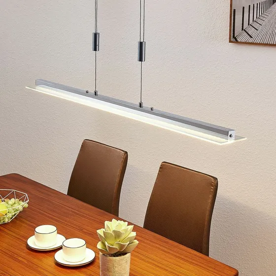 Lampa wisząca LED Lindby Sladja, chrom, szkło, ściemniacz dotykowy