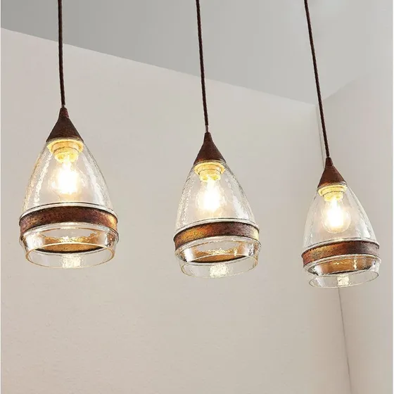 Lindby Millina 3 Lampa Wisząca Szkło Rust/Clear 70 cm