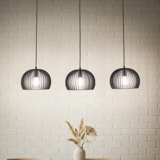 Lindby Jusra 3 Lampa Wisząca Black - 99cm - Nowoczesna
