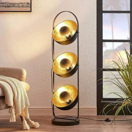 Lindby Muriel 3 Lampa Podłogowa Black/Gold
