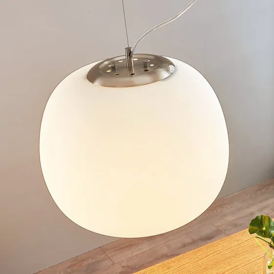 Lindby Ginevra Lampa Wisząca Biała Szkło Ø 38 cm