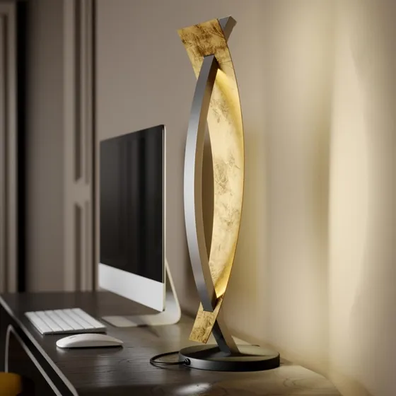 Lucande Marija Lampa Stołowa LED Black/Gold, 62 cm, ściemniana